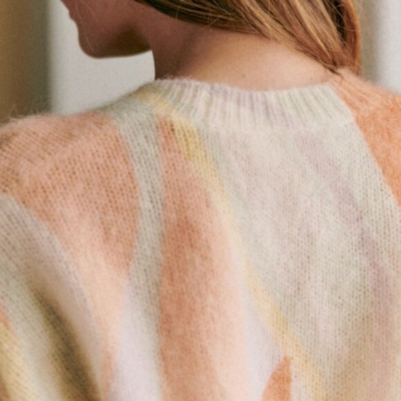 Sezane Amicie Jumper XS/S/M Leaves Print Kid mohair French Knit Sweater Soft - Picture 4 of 9